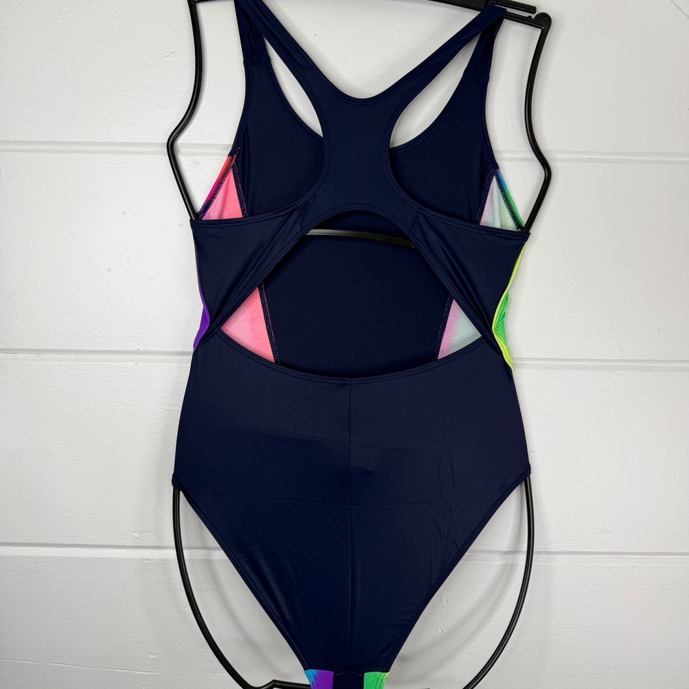 Vintage Garupa Swimsuit One Piece Swim Navy Blue Pink Vibrant Colors Back NEW‎ - Picture 5 of 9